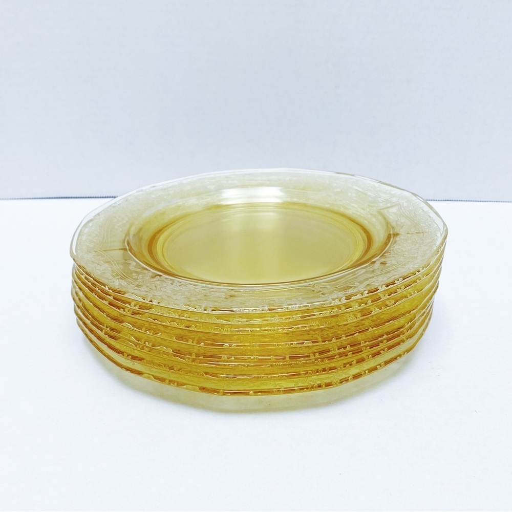 Vintage - Fostoria Yellow Crystal Plate Set of 8